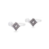 Square Cubic Zirconia Crystal Pave Invisible Clip On Stud Earrings ( Silver tone ) - Miyabi Grace