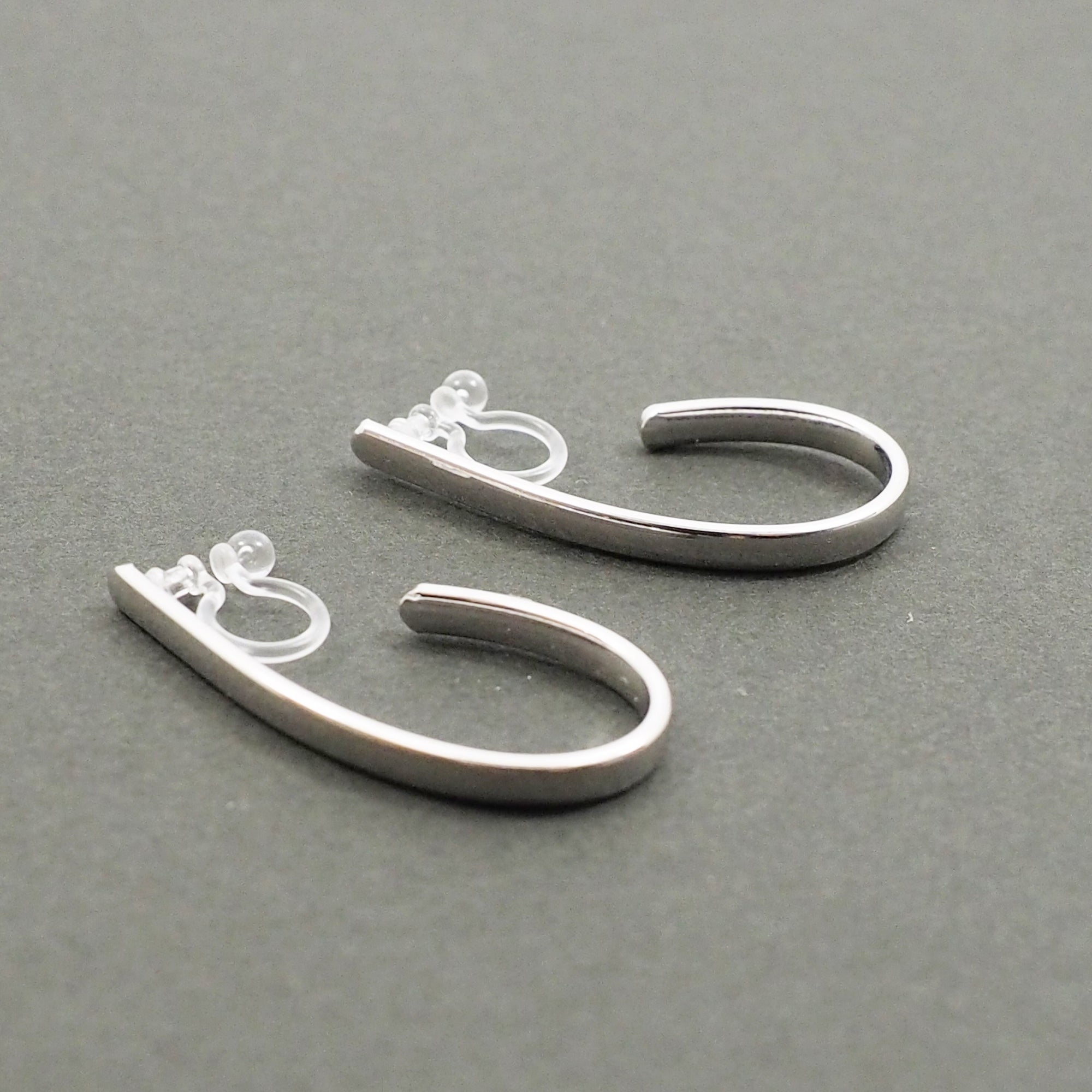 Silver Teardrop Invisible Clip On Hoop Earrings - Miyabi Grace