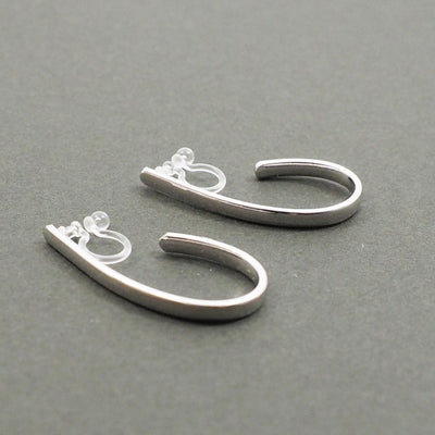 Silver Teardrop Invisible Clip On Hoop Earrings - Miyabi Grace