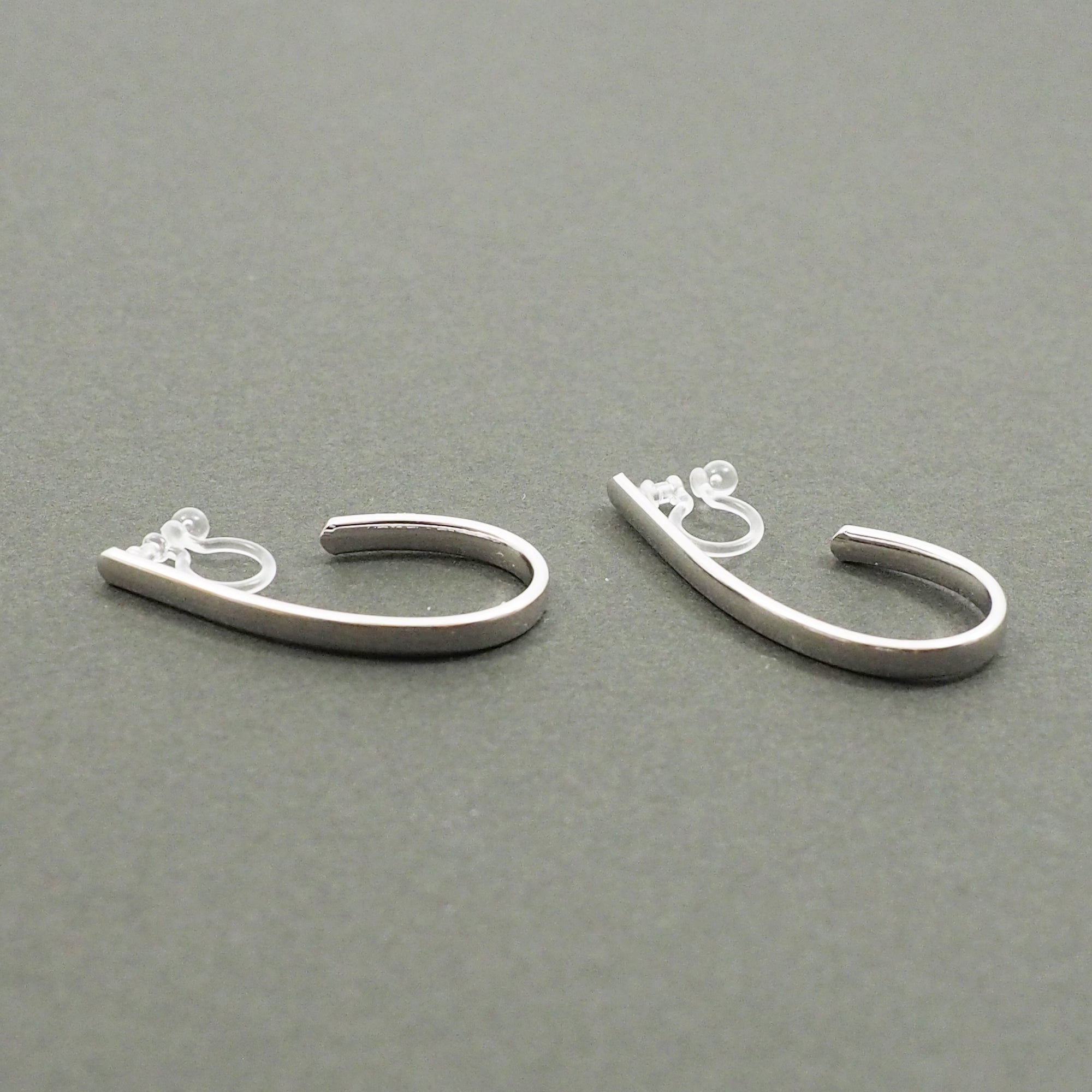 Silver Teardrop Invisible Clip On Hoop Earrings - Miyabi Grace