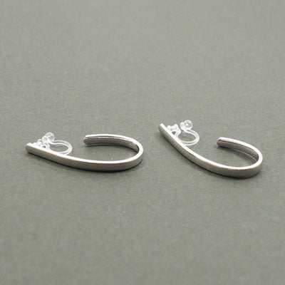 Silver Teardrop Invisible Clip On Hoop Earrings - Miyabi Grace