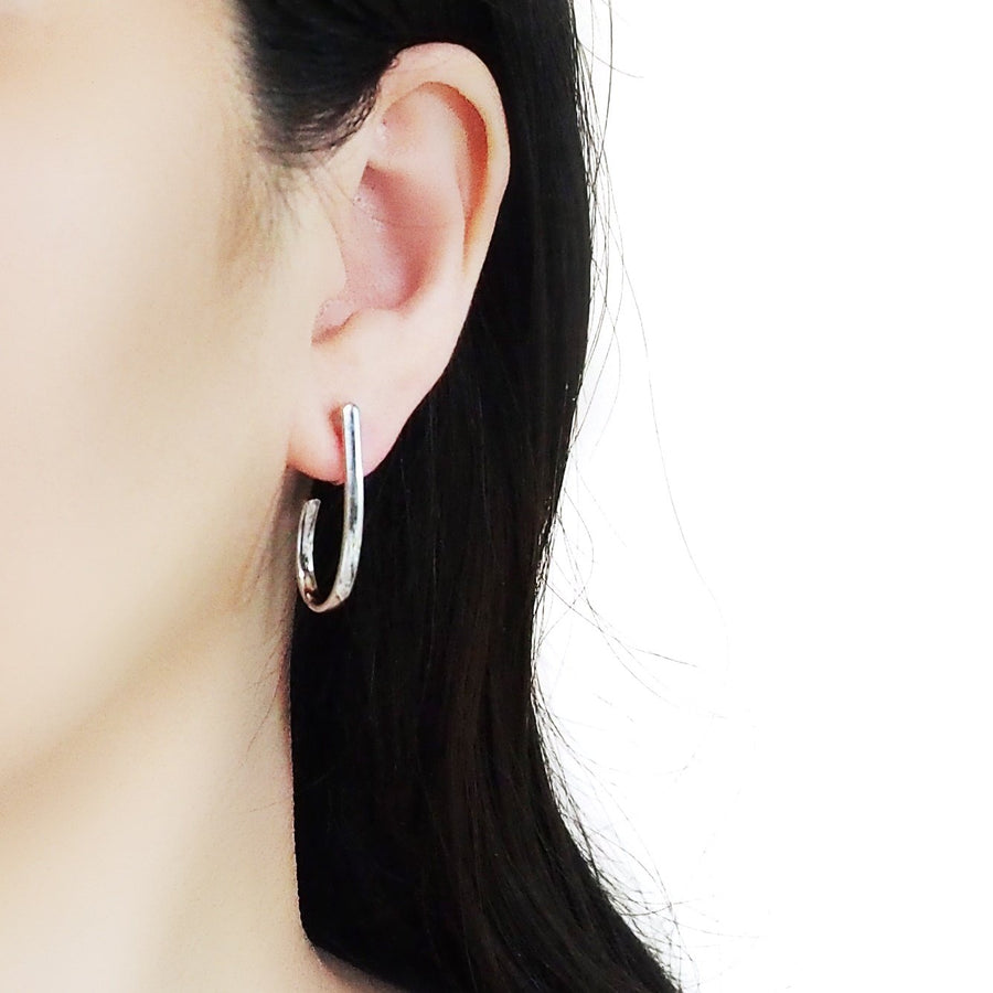 Silver Teardrop Invisible Clip On Hoop Earrings - Miyabi Grace