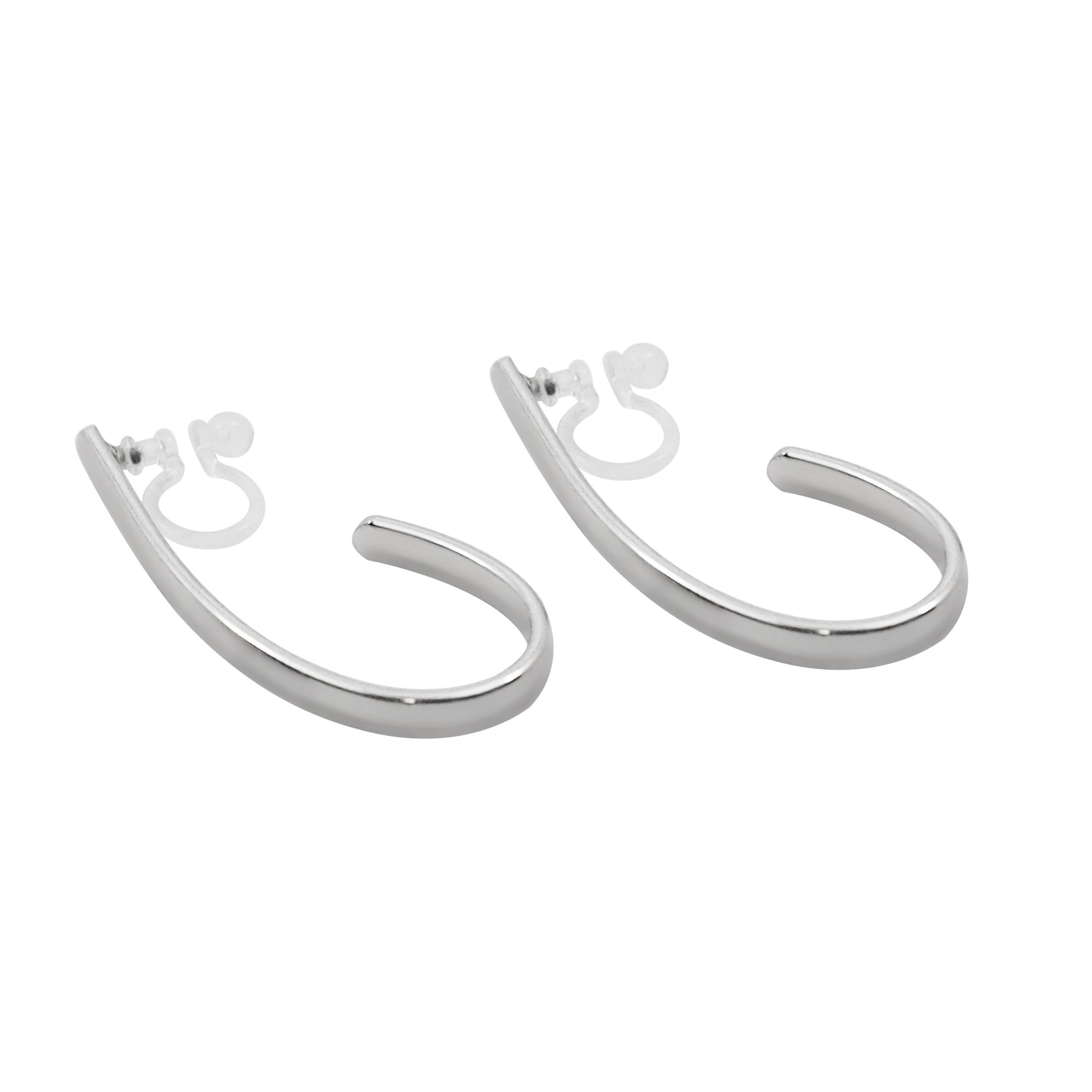 Silver Teardrop Invisible Clip On Hoop Earrings - Miyabi Grace