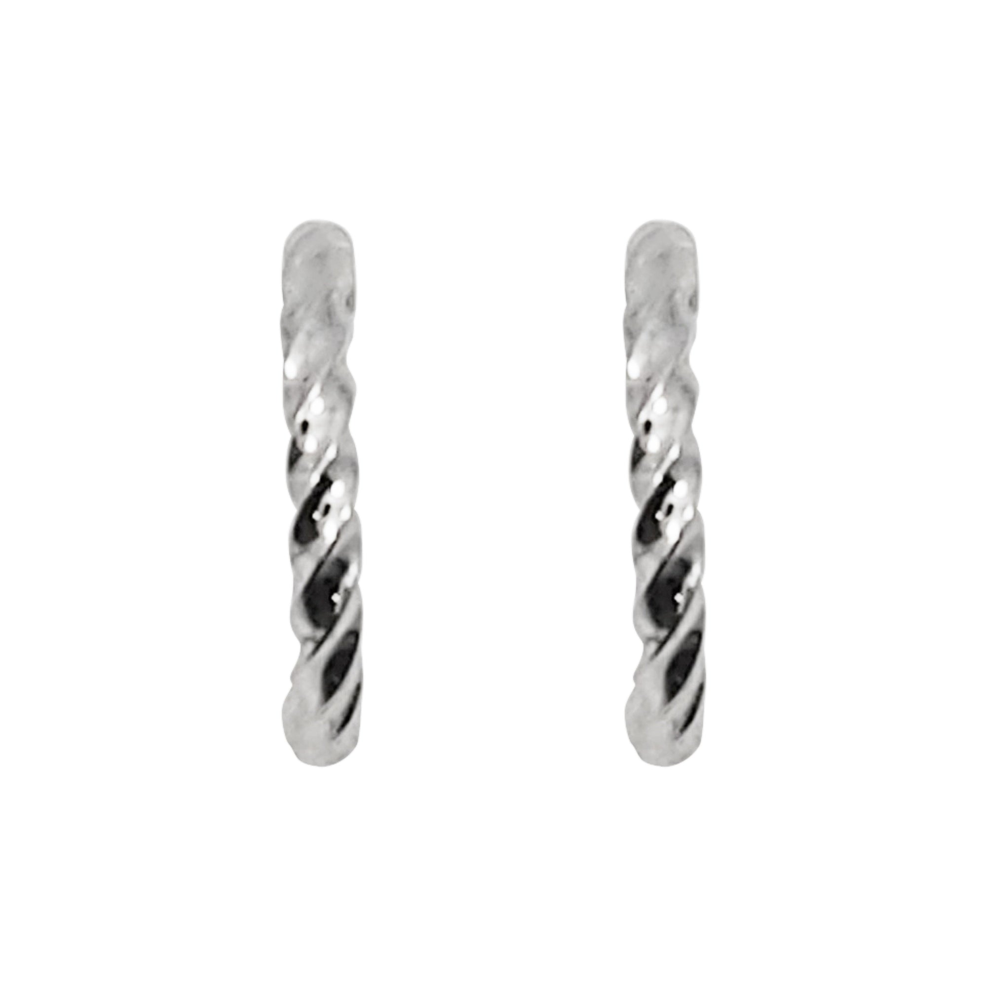 Silver Textured Invisible Clip On Hoop Earrings - Miyabi Grace
