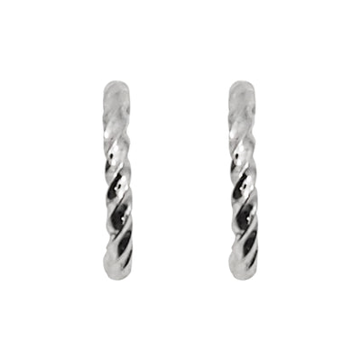 Silver Textured Invisible Clip On Hoop Earrings - Miyabi Grace