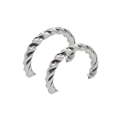 Silver Textured Invisible Clip On Hoop Earrings - Miyabi Grace