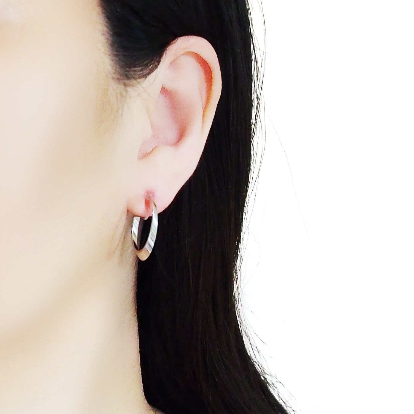 Silver Twisted Oval Invisible Clip On Hoop Earrings - Miyabi Grace