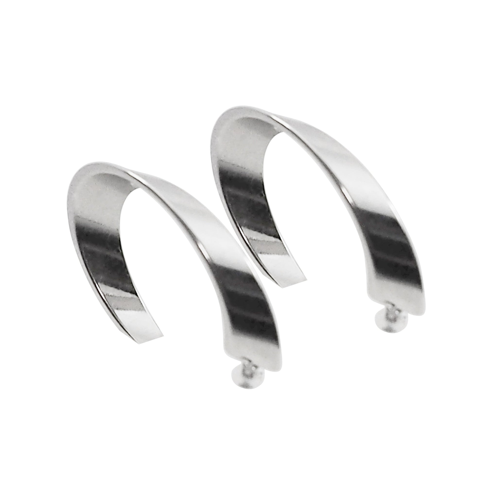 Silver Twisted Oval Invisible Clip On Hoop Earrings - Miyabi Grace