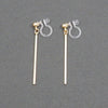 Gold Long Bar Invisible Clip On Earrings - Miyabi Grace