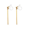 Gold Long Bar Invisible Clip On Earrings - Miyabi Grace