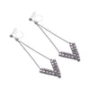 Dangle Silver Arrow Shaped Rihnestone Crystal Invisible Clip On Earrings