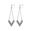 Dangle Silver Arrow Shaped Rihnestone Crystal Invisible Clip On Earrings
