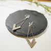Dangle Silver Arrow Shaped Rihnestone Crystal Invisible Clip On Earrings