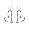 Dangle Silver Heart Rihnestone Crystal Invisible Clip On Earrings - Miyabi Grace