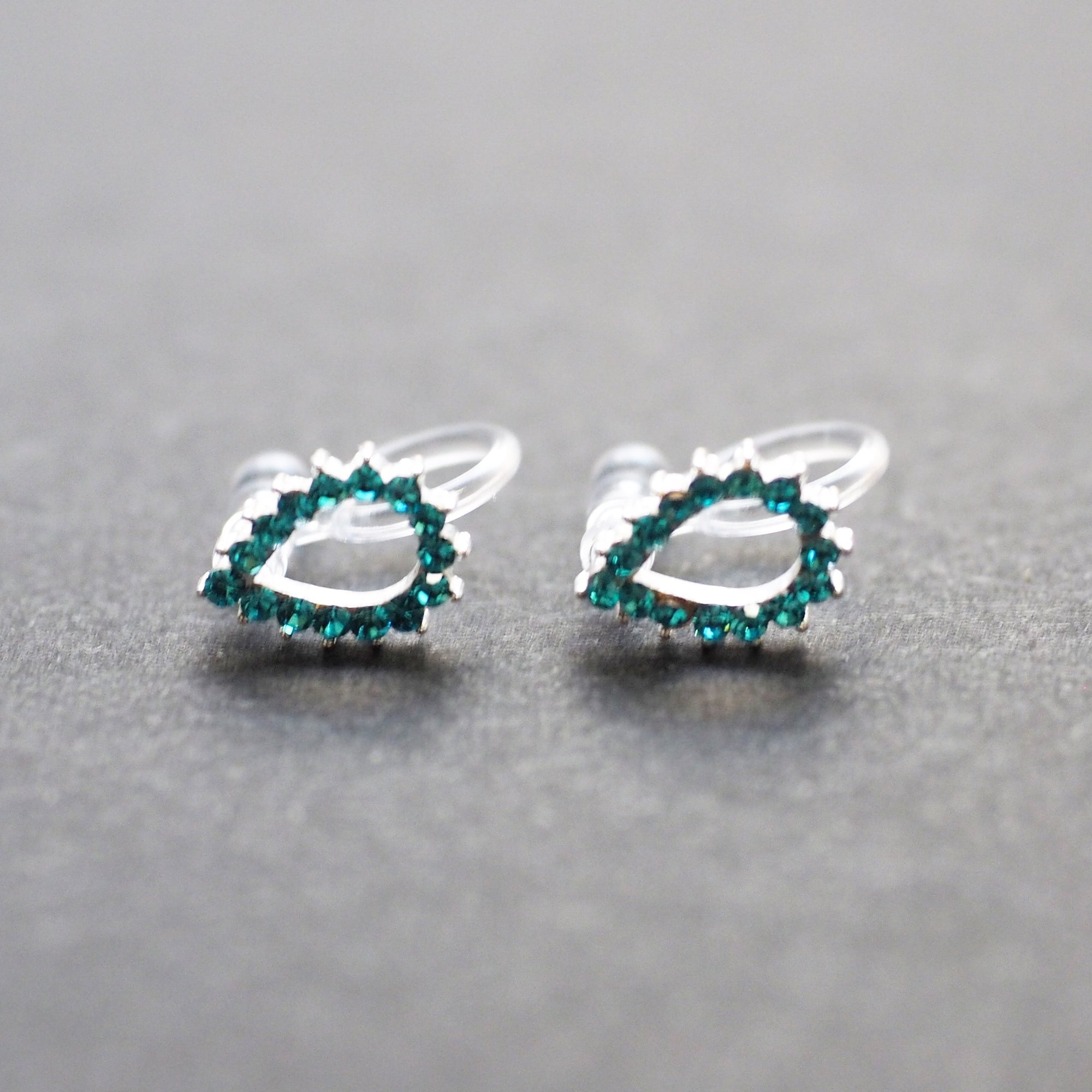 Teardrop Rhinestone Crystal Invisible Clip On Stud Earrings ( Sky Blue ) - Miyabi Grace