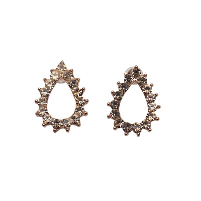 Teardrop Rhinestone Crystal Invisible Clip On Stud Earrings ( Rose gold tone ) - Miyabi Grace