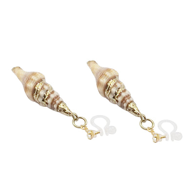 Brown Shell Invisible Clip On Earrings - Miyabi Grace