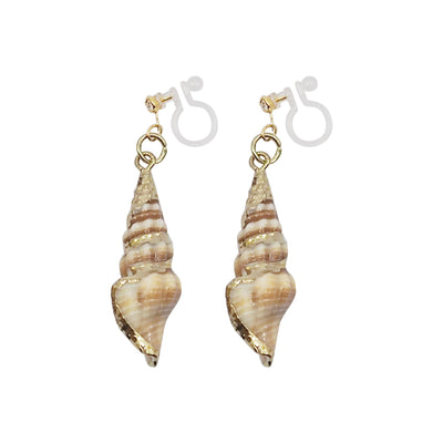 Brown Shell Invisible Clip On Earrings - Miyabi Grace