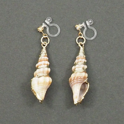 Brown Shell Invisible Clip On Earrings - Miyabi Grace