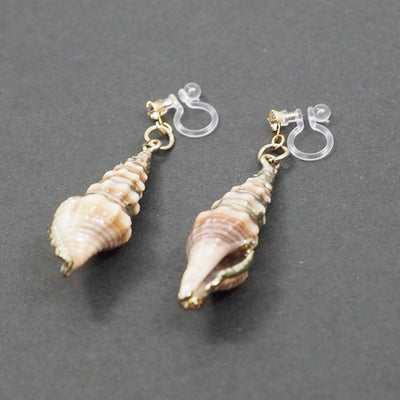 Brown Shell Invisible Clip On Earrings - Miyabi Grace