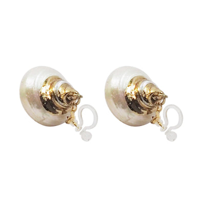 White Shell Invisible Clip On Earrings - Miyabi Grace