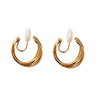 Gold 20mm Triple Hoop Clip Angle Adjustable Spiral Clip On Earrings