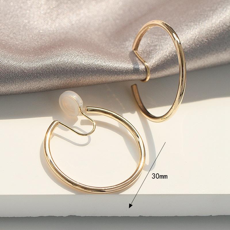 Gold 30mm Hoop Clip Angle Adjustable Spiral Clip On Earrings