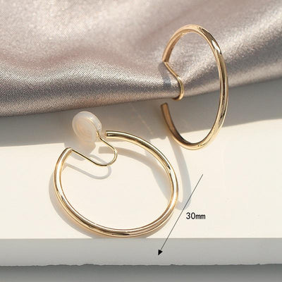 Gold 30mm Hoop Clip Angle Adjustable Spiral Clip On Earrings
