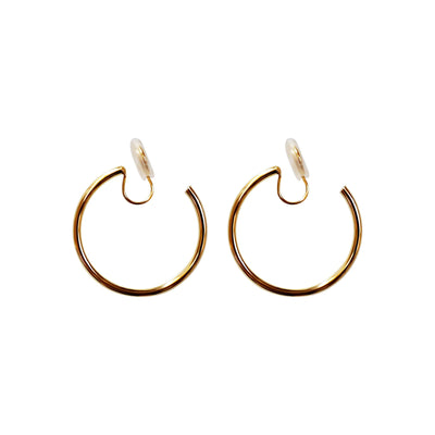 Gold 30mm Hoop Clip Angle Adjustable Spiral Clip On Earrings