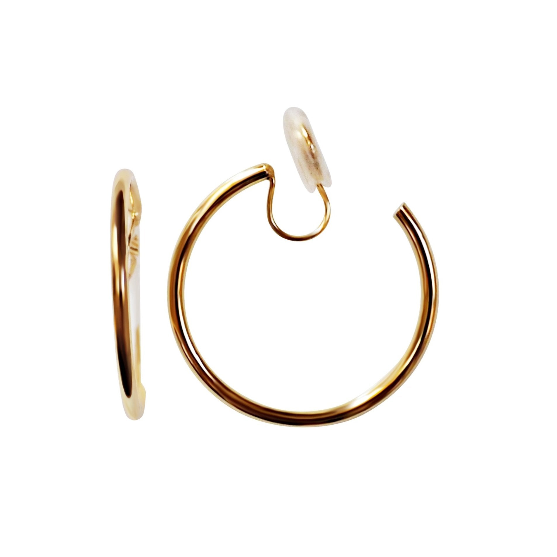 Gold 30mm Hoop Clip Angle Adjustable Spiral Clip On Earrings