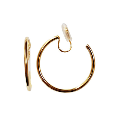 Gold 30mm Hoop Clip Angle Adjustable Spiral Clip On Earrings