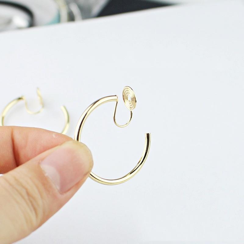 Gold 30mm Hoop Clip Angle Adjustable Spiral Clip On Earrings
