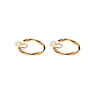 Gold 35mm Twisted Hoop Clip Angle Adjustable Spiral Clip On Earrings
