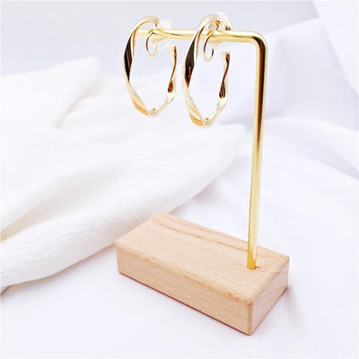 Gold 35mm Twisted Hoop Clip Angle Adjustable Spiral Clip On Earrings