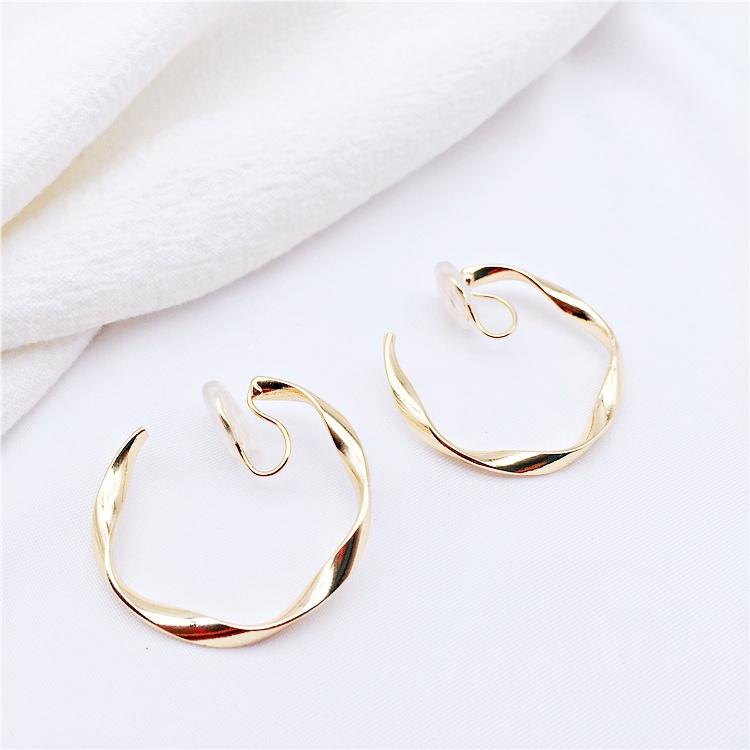 Gold 35mm Twisted Hoop Clip Angle Adjustable Spiral Clip On Earrings