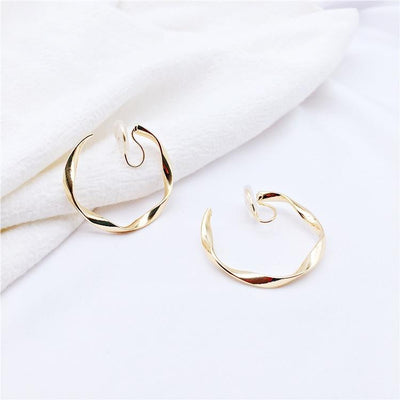 Gold 35mm Twisted Hoop Clip Angle Adjustable Spiral Clip On Earrings