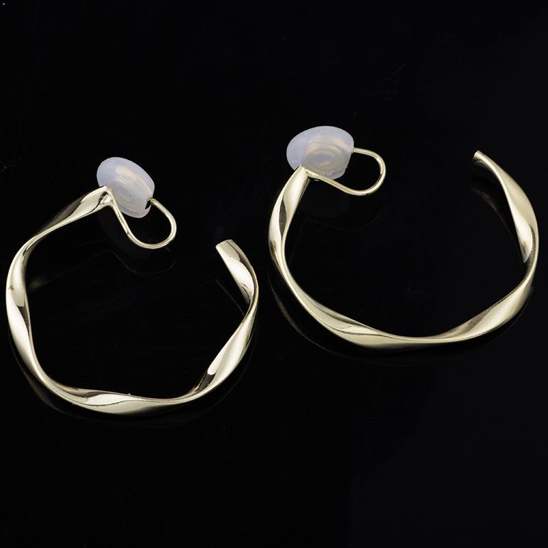 Gold 35mm Twisted Hoop Clip Angle Adjustable Spiral Clip On Earrings