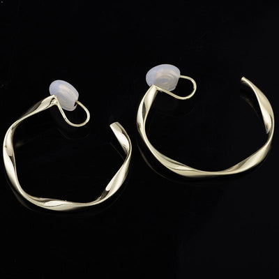 Gold 35mm Twisted Hoop Clip Angle Adjustable Spiral Clip On Earrings