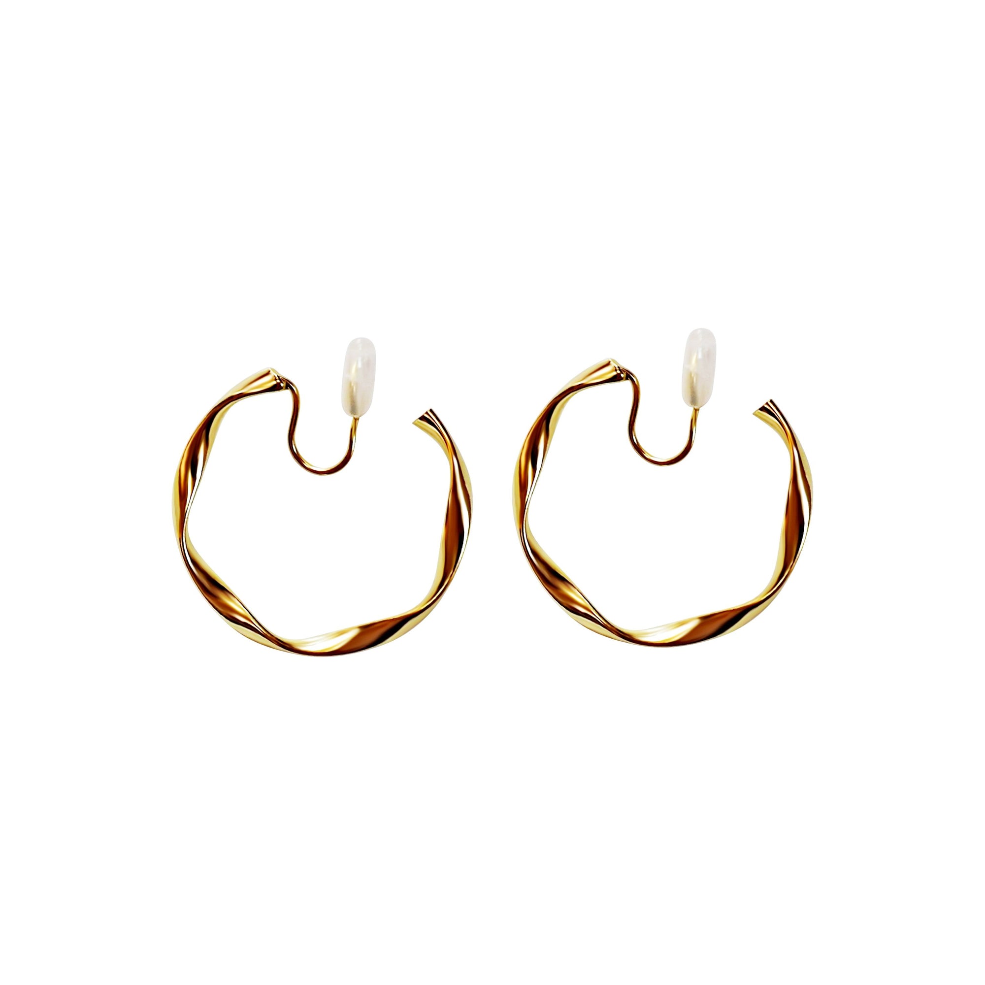 Gold 35mm Twisted Hoop Clip Angle Adjustable Spiral Clip On Earrings