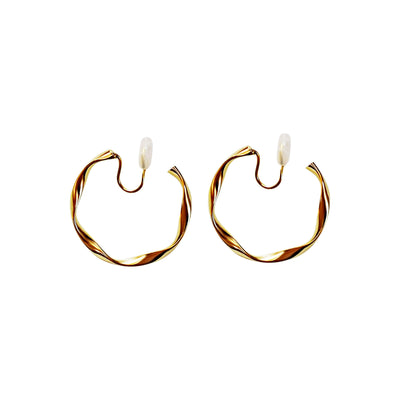 Gold 35mm Twisted Hoop Clip Angle Adjustable Spiral Clip On Earrings