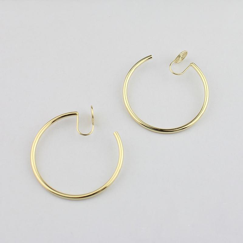 Gold 40mm Hoop Clip Angle Adjustable Spiral Clip On Earrings