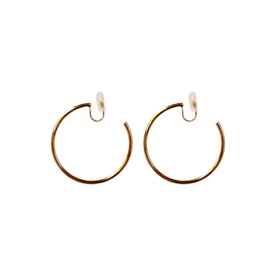 Gold 40mm Hoop Clip Angle Adjustable Spiral Clip On Earrings