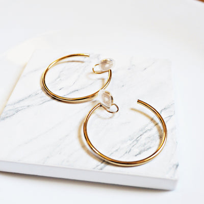 Gold 40mm Hoop Clip Angle Adjustable Spiral Clip On Earrings