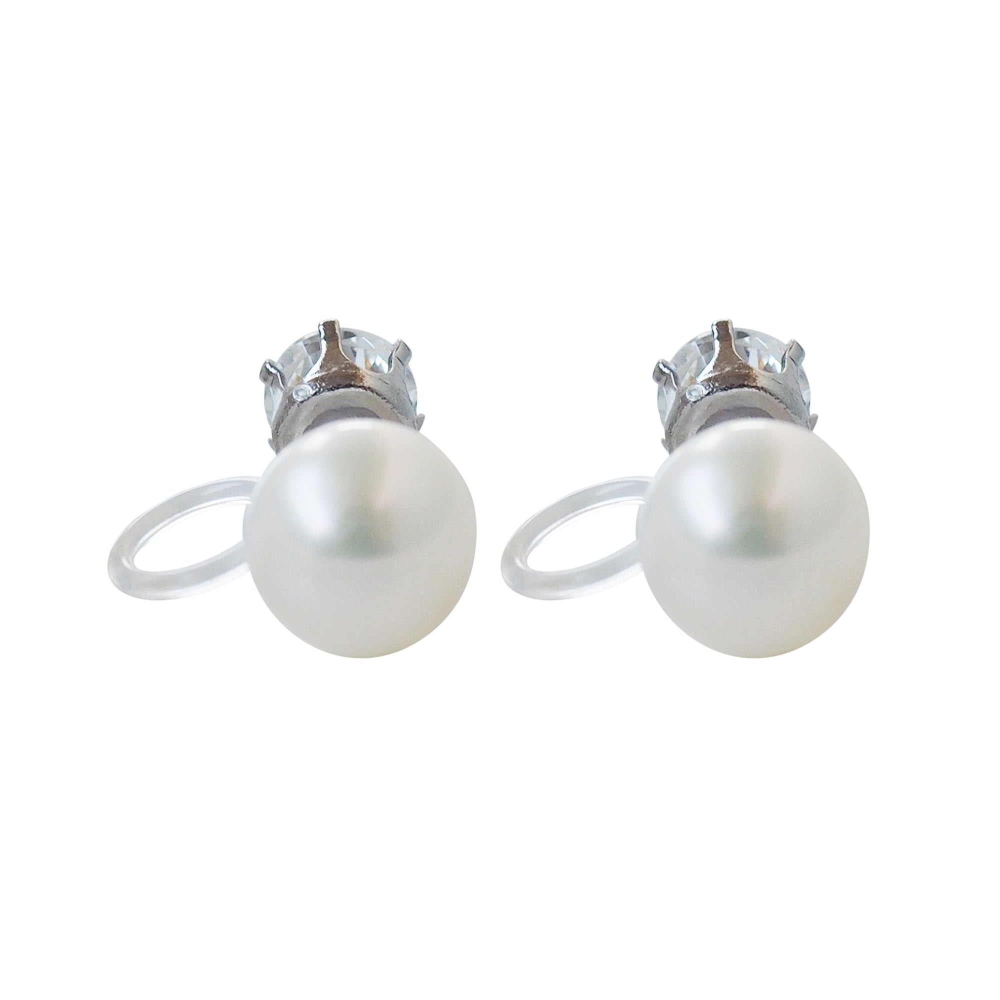 Silver Double Sided Freshwater Pearl Invisible Clip On Earrings