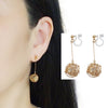 Dangle Gold Mesh Ball & CZ Crystal Invisible Clip On Earrings