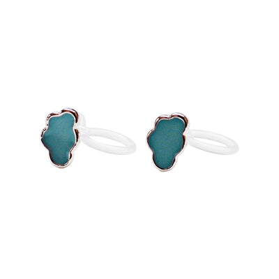 Crystal Umbrella and Green Could Invisible Clip On Stud Earrings ( 2 Piars Set)