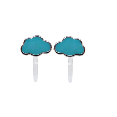 Crystal Umbrella and Green Could Invisible Clip On Stud Earrings ( 2 Piars Set)