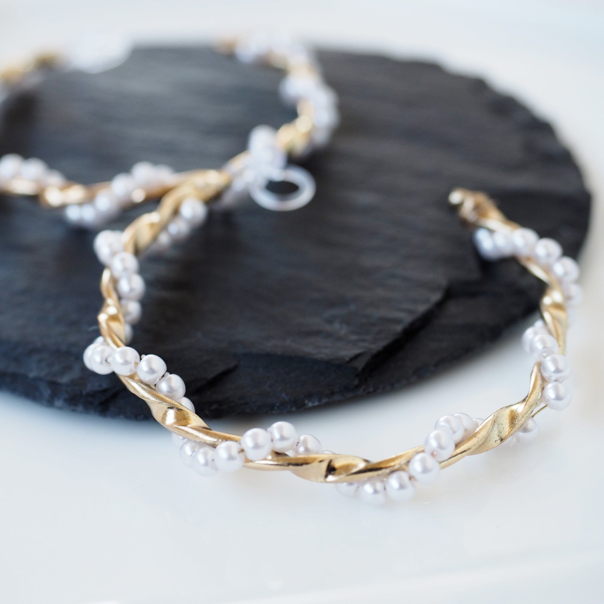 Large White Pearl Invisible Clip On Hoop Earrings