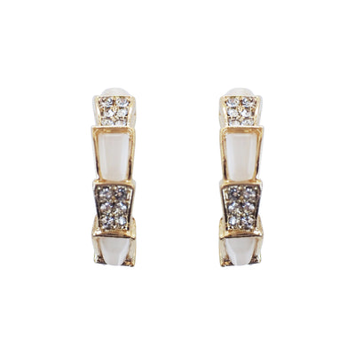 White Crystal & Pave Hoop Invisible Clip On Earrings