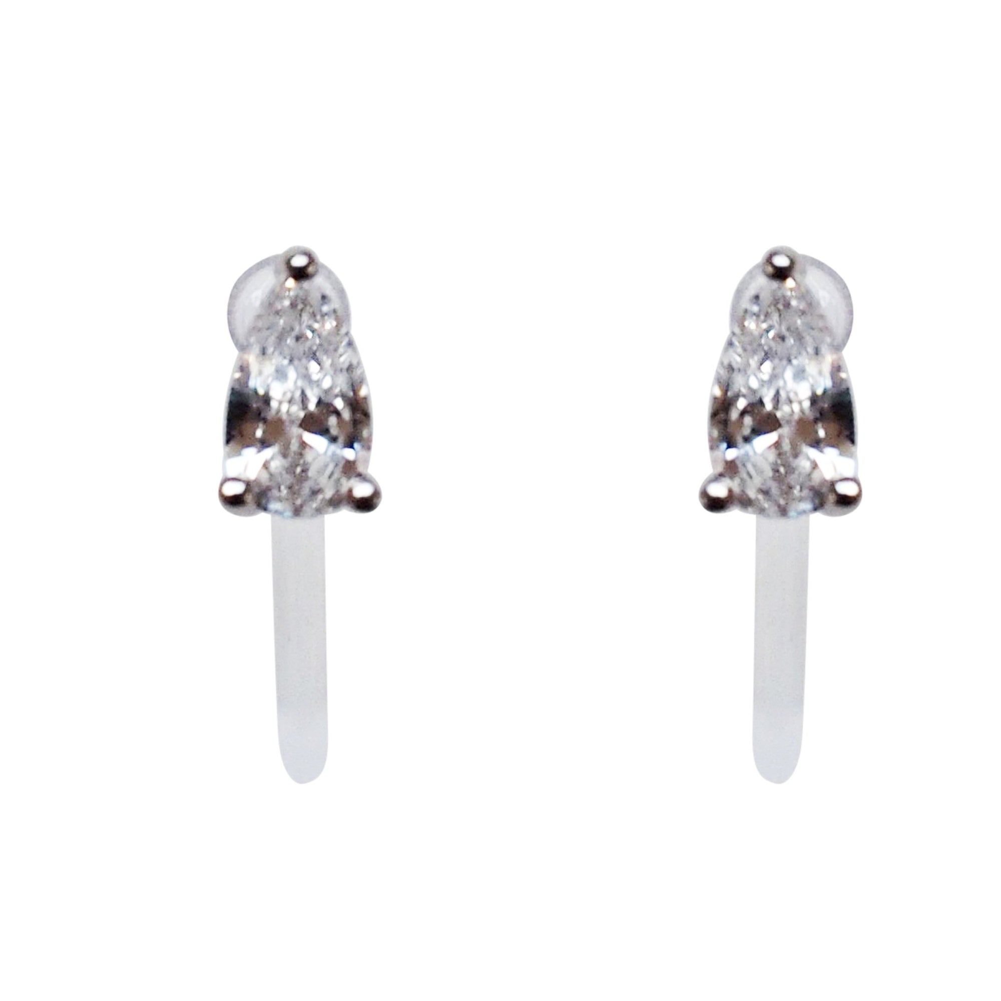 Crystal Flower and Teardrop Invisible Clip On Stud Earrings ( 2 Piars Set)